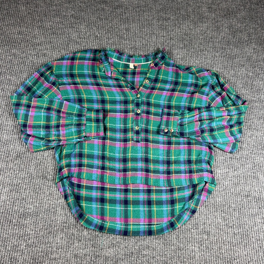 Pilcro and the Letterpress Anthropologie Shirt Womens S Plaid Frayed Flannel